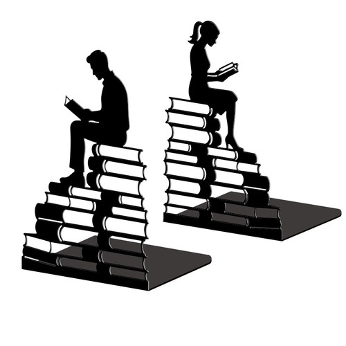 Metal bookends for shelves - bookends,